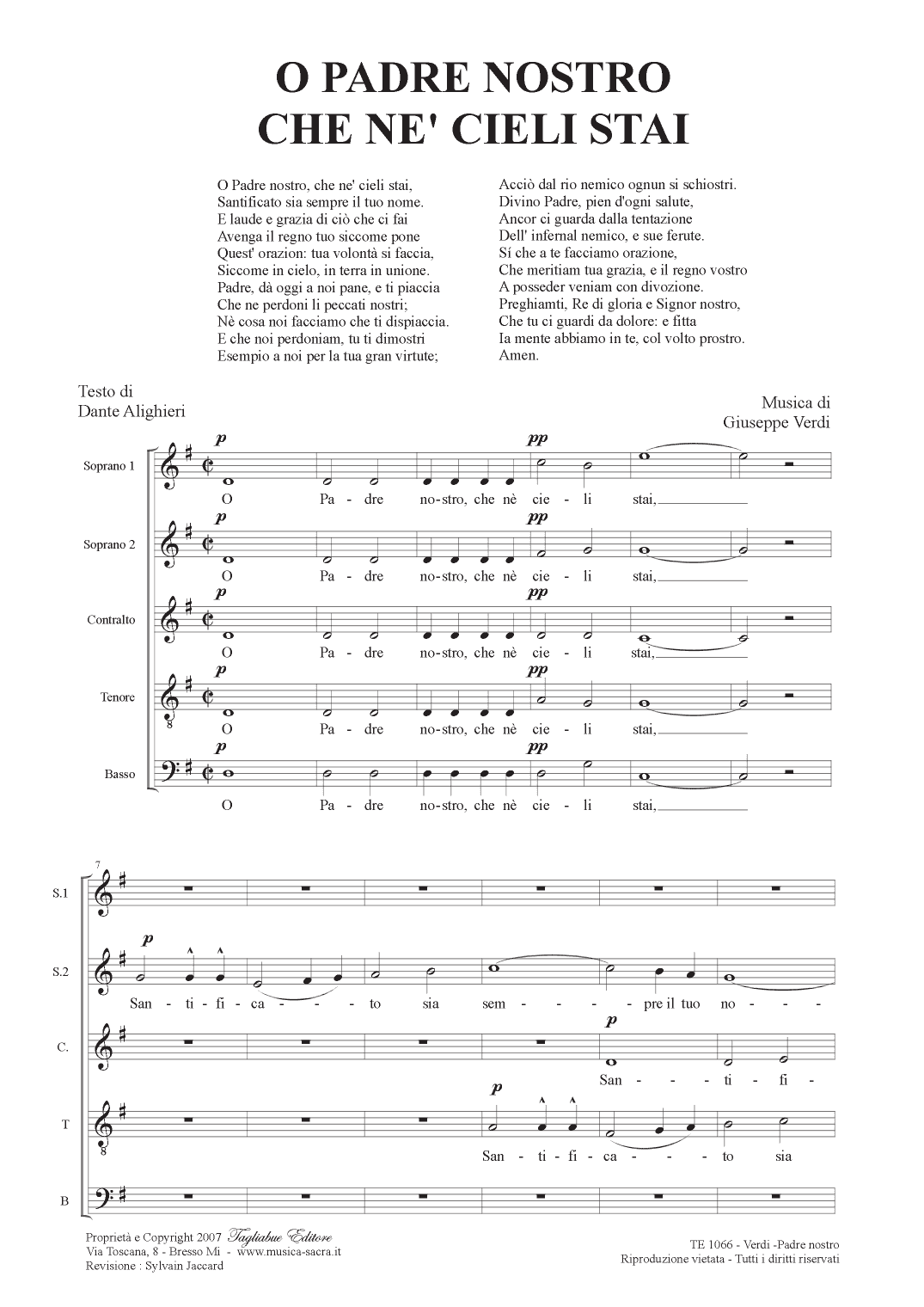 O PADRE NOSTRO - G. Verdi - Fo SSATB Choir (arr. Renato Tagliabue)