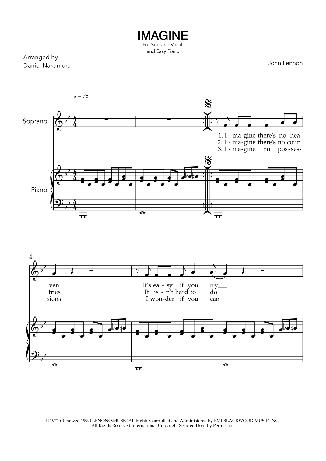 Imagine (arr. Daniel Nakamura)