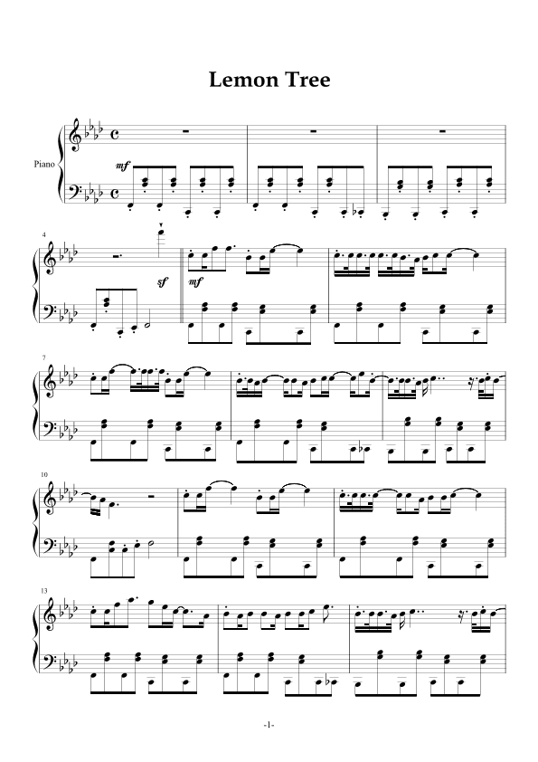 Lemon Tree (arr. Volker Hinkel)