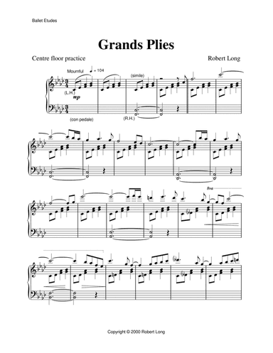 Ballet piano sheet music for grands plies