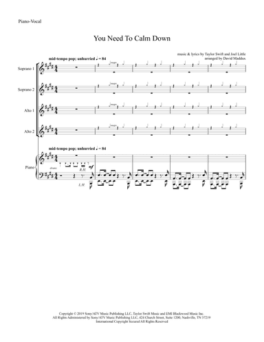 You Need To Calm Down (arr. David Maddux)