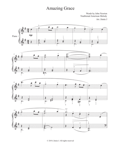 Amazing Grace - Piano (arr. Jinnie J)