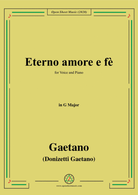Donizetti-Eterno amore e fè,in G Major,for Voice and Piano (arr. MSM)