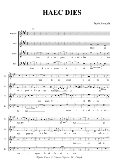 HAEC DIES for SATB Choir (arr. Renato Tagliabue)