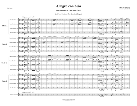 Allegro con brio from Symphony No. 5 in C minor for 16 part Trombone Choir (arr. Senff, Tom)