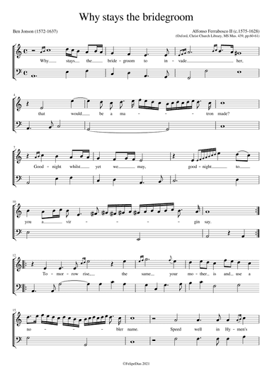 Why stays the bridegroom (Ornamented version from MS Mus. 439) (arr. Early Music Scores)