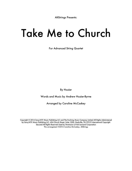 Take Me To Church (arr. Caroline McCaskey)