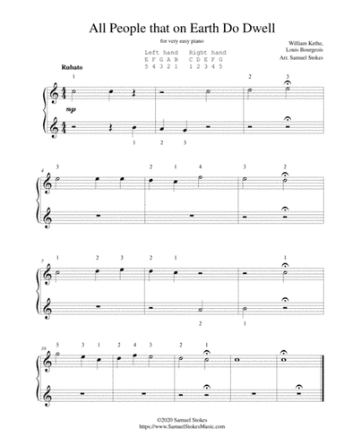 All People that on Earth Do Dwell - for very easy piano (arr. Samuel Stokes)