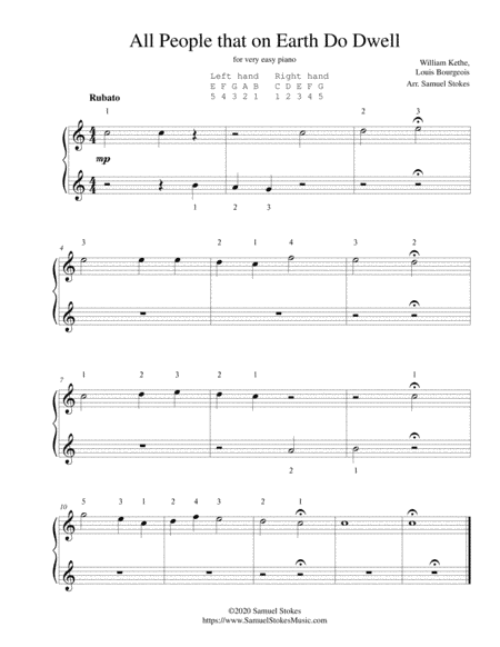 All People that on Earth Do Dwell - for very easy piano (arr. Samuel Stokes)