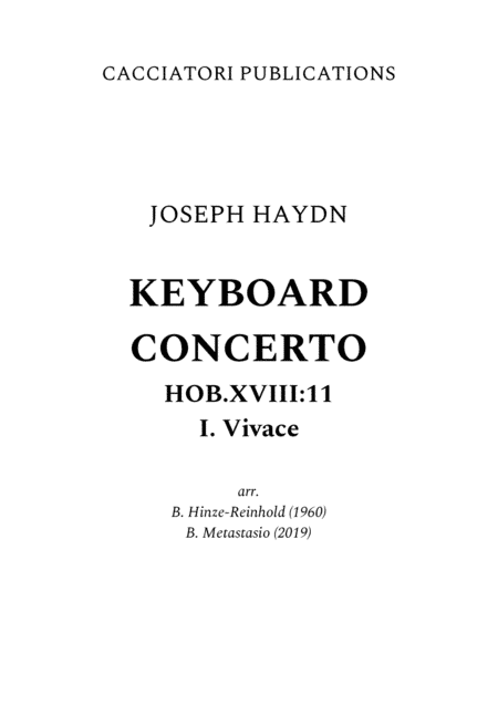 Keyboard Concerto in D major, Hob.XVIII:11 First Movement (arr. Benedetto Metastasio, Bruno Hinze-Reinhold)