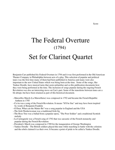 1794! Federal Overture for Clarinet Quartet (arr. John Gibson)