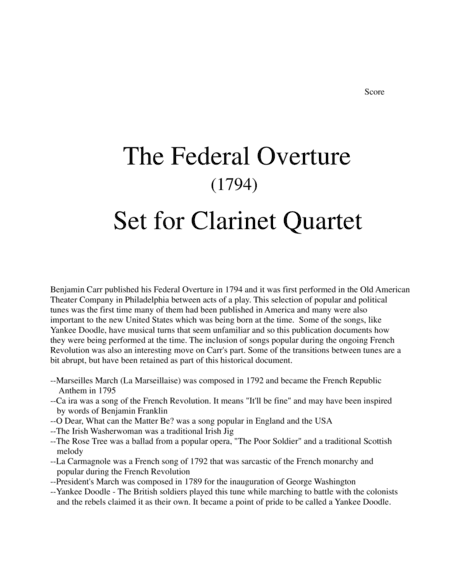 1794! Federal Overture for Clarinet Quartet (arr. John Gibson)