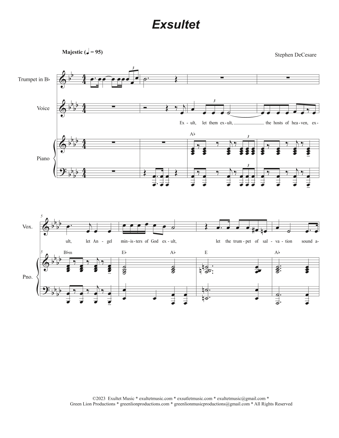 Exsultet (Solo with SAB) (Full Score - Keyboard/Choral Edition)