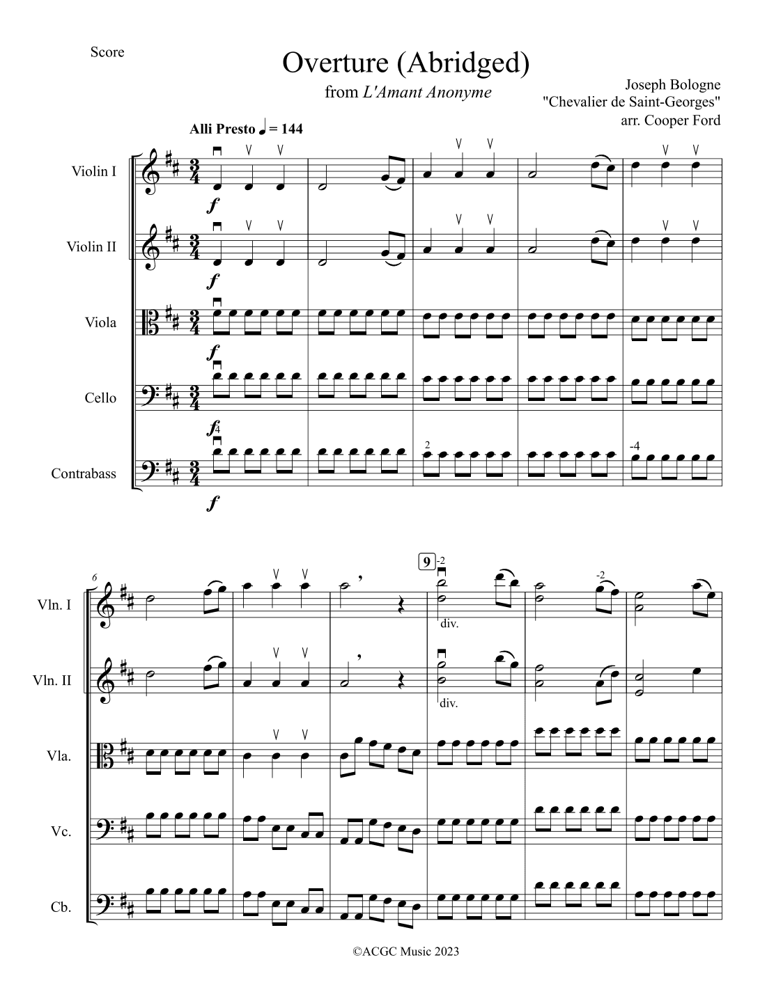 Overture (Abridged) - “L’Amont Anonyme” (arr. Cooper Ford)