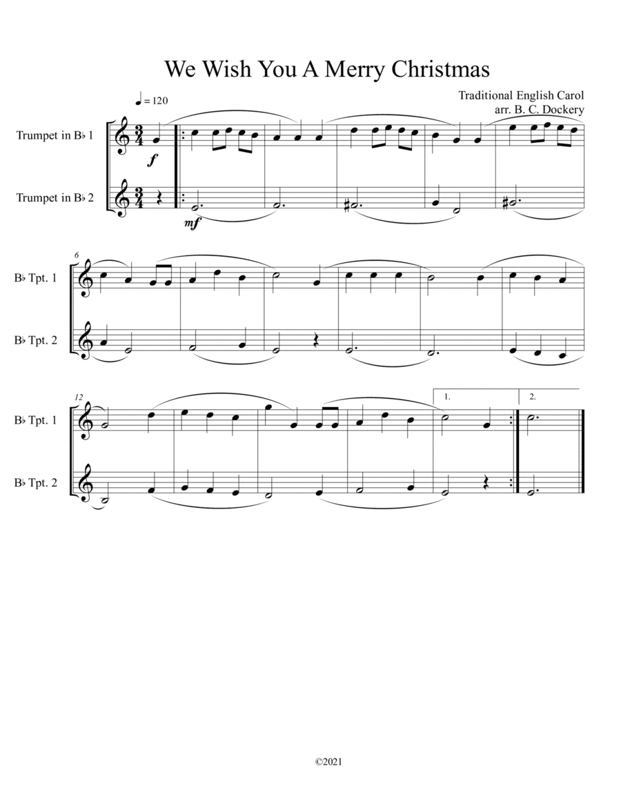We Wish You A Merry Christmas (Trumpet Duet) (arr. B. C. Dockery)