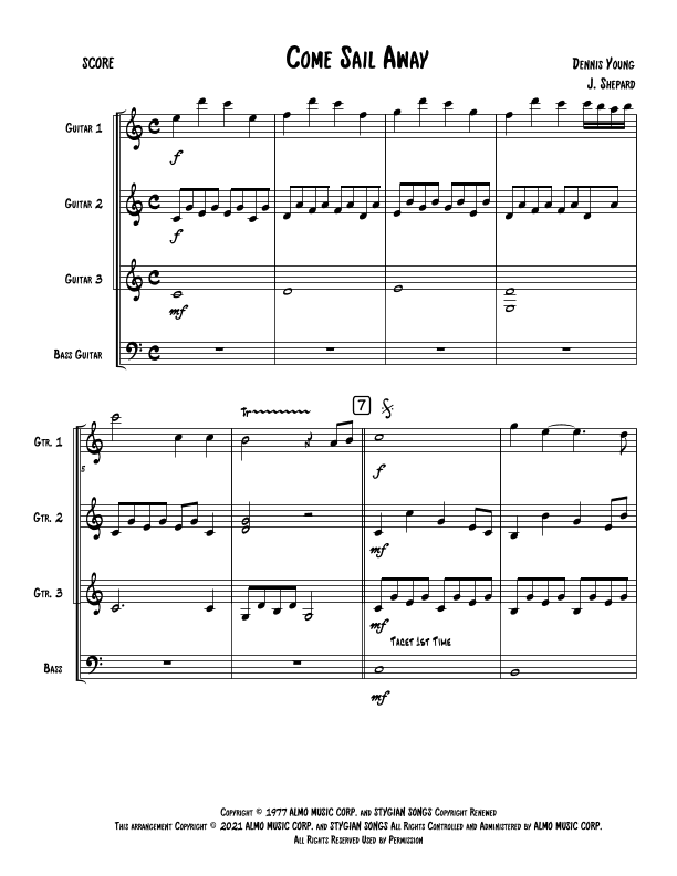 Come Sail Away (arr. Jeremy Shepard)