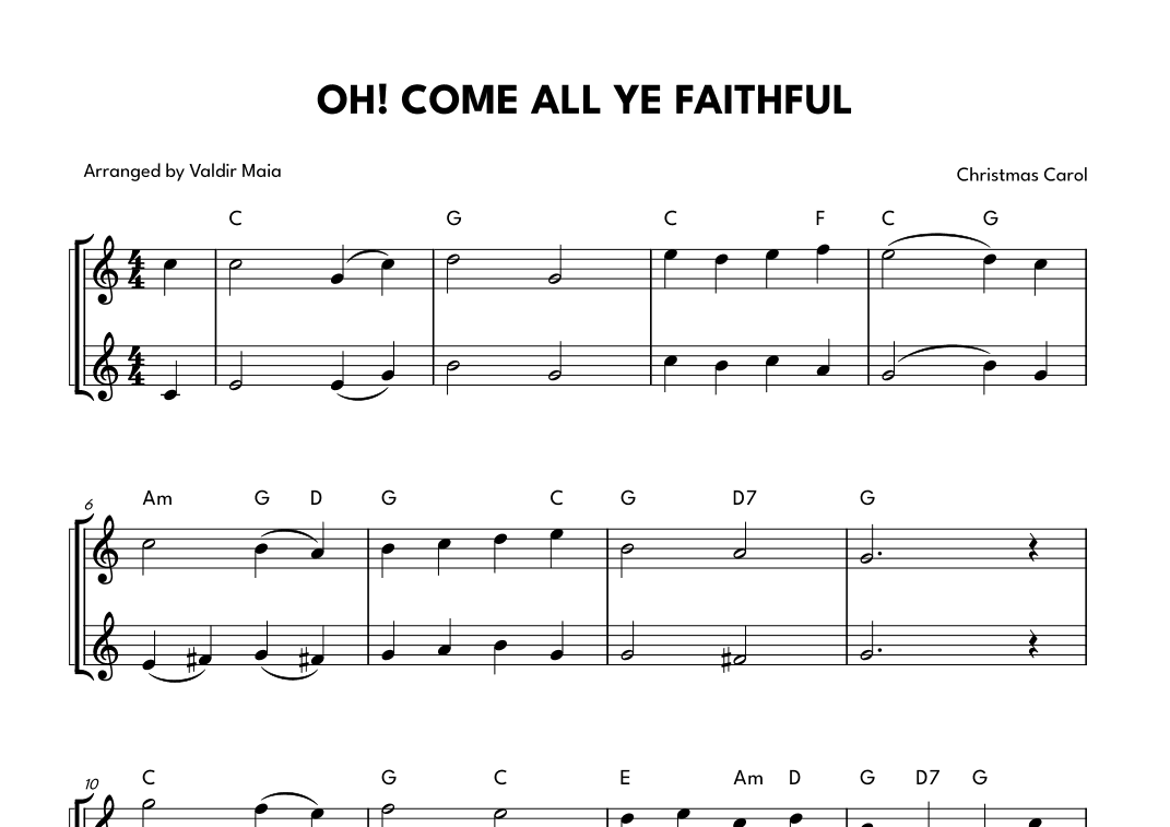 O Come, All Ye Faithful (Adeste Fideles) - Flute Duet (arr. Valdir Maia)