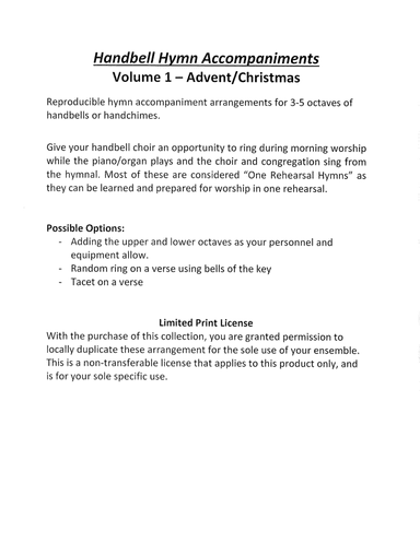 Handbell Hymn Accompaniments - Volume 1 (Advent & Christmas) (arr. Rick Holdsworth)
