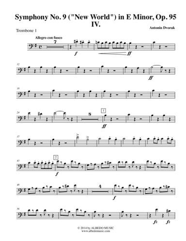 Dvorak Symphony No. 9, New World, Movement IV - Trombone in Bass Clef 1 (Transposed Part), Op.95 (arr. Doug Clyde)