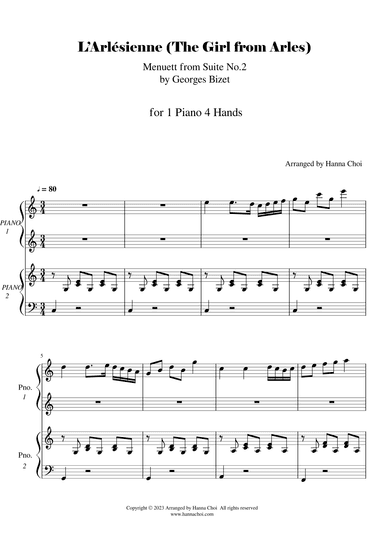 "Arlessiene" Menuett from Suite No.2 [For 1 Piano 4 Hands] (arr. Hanna Choi)
