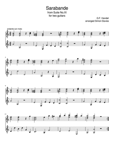 Sarabande (from Suite No.11) - G.F. Handel (arranged for guitar duo) (arr. Simon Davies)