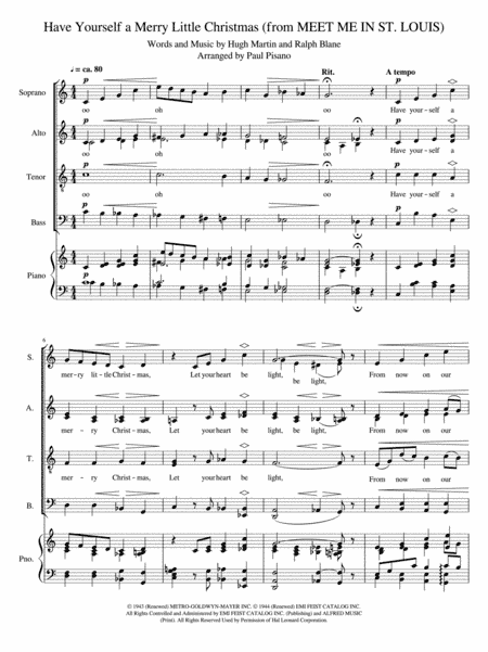 Have Yourself A Merry Little Christmas  from MEET ME IN ST. LOUIS (arr. Paul Pisano)