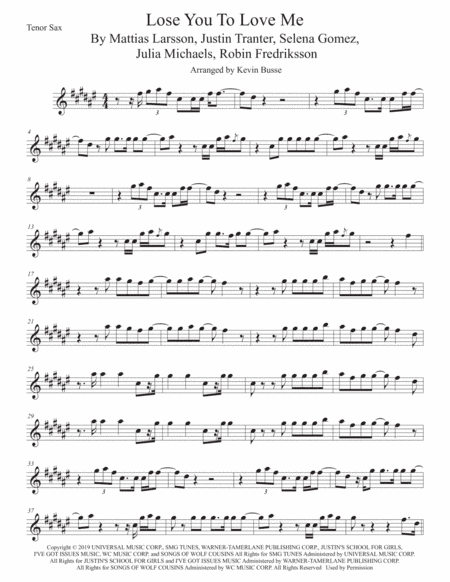 Lose You To Love Me (arr. Kevin Busse)