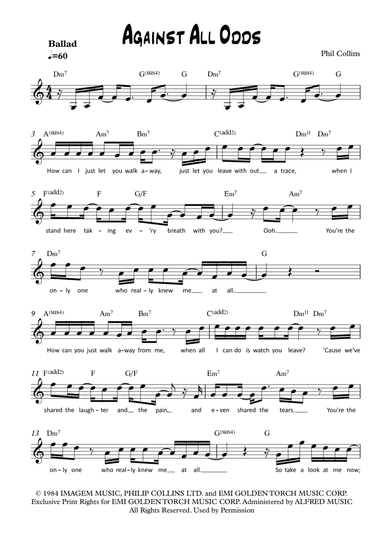 Against All Odds (take A Look At Me Now) (arr. Greg Eaton)