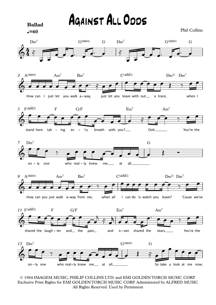 Against All Odds (take A Look At Me Now) (arr. Greg Eaton)