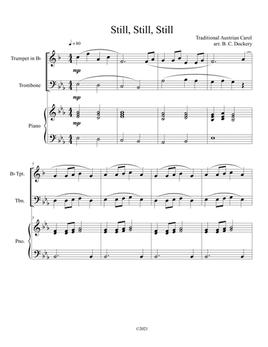 Still, Still, Still (Trumpet and Trombone Duet) with optional piano accompaniment (arr. B. C. Dockery)
