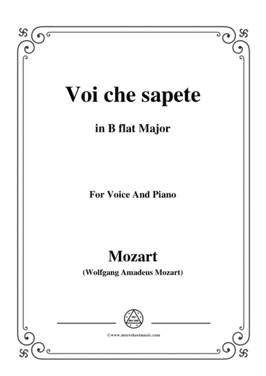 Mozart-Voi che sapete,from 'Le Nozze di Figaro',in B flat Major,for Voice and Piano (arr. MSM)