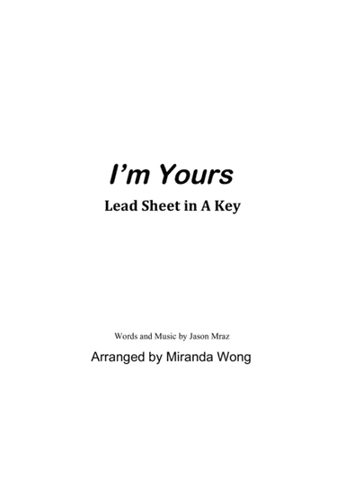 I'm Yours (arr. Miranda Wong)
