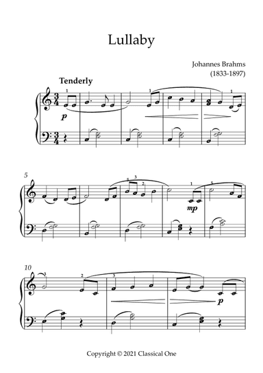 Brahms - Lullaby(With Note name) (arr. MPS)