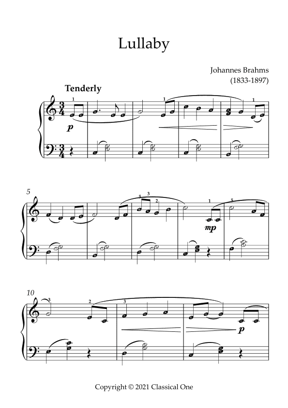 Brahms - Lullaby(With Note name) (arr. MPS)