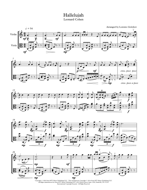 Hallelujah (arr. Lorento Golofeev)