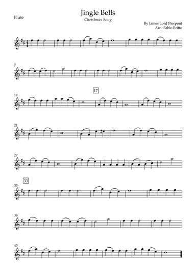Jingle Bells (Christmas Song) for Flute Solo (arr. Fabio Britto)