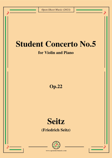 Seitz-Student Concerto No.5,Op.22,in D Major,for Violin and Piano (arr. OSM Press)