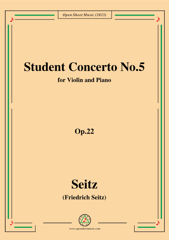Seitz-Student Concerto No.5,Op.22,in D Major,for Violin and Piano (arr. OSM Press)