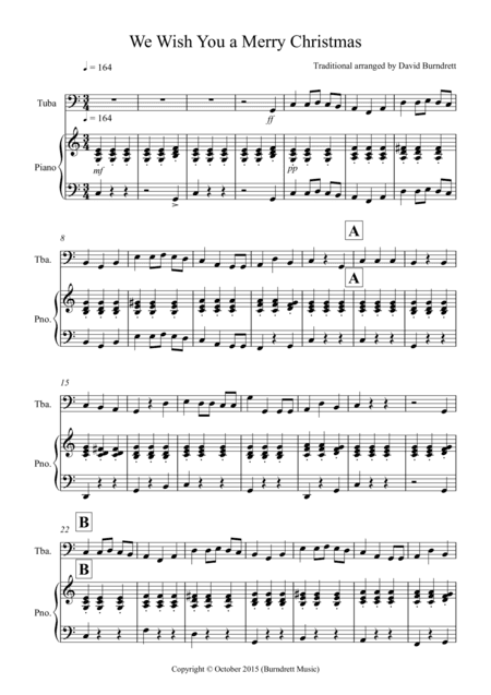 We Wish You a Merry Christmas for Tuba and Piano (arr. David Burndrett)