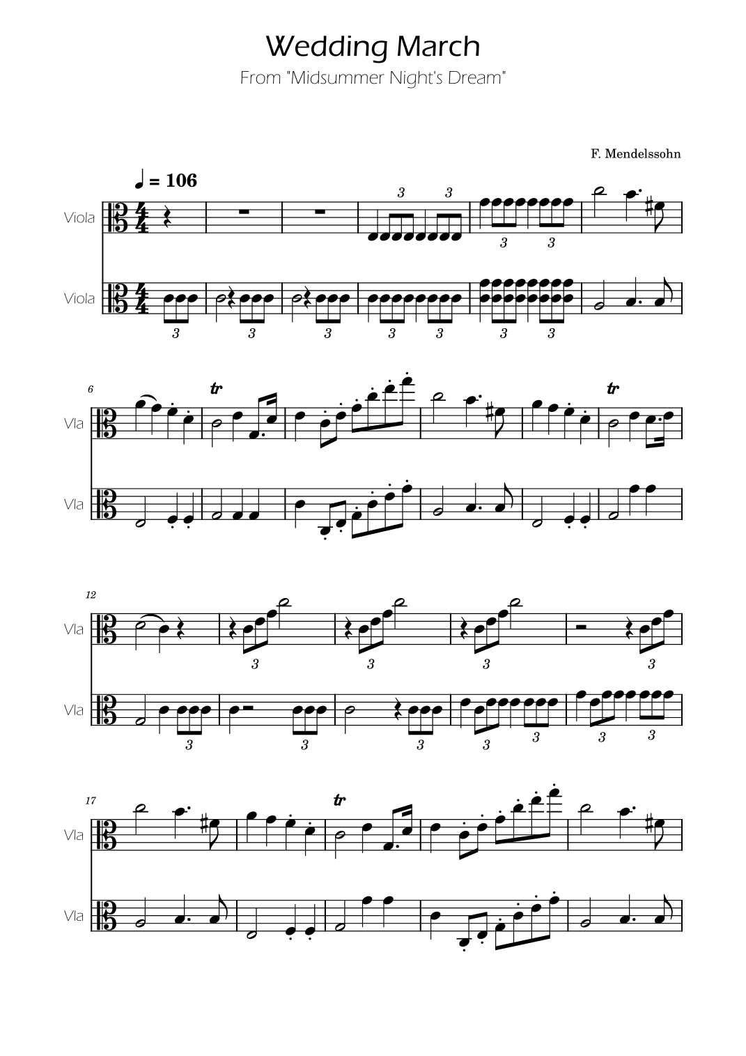Wedding March - Viola Duet F.Mendelssohn (arr. Ygor Nunes)