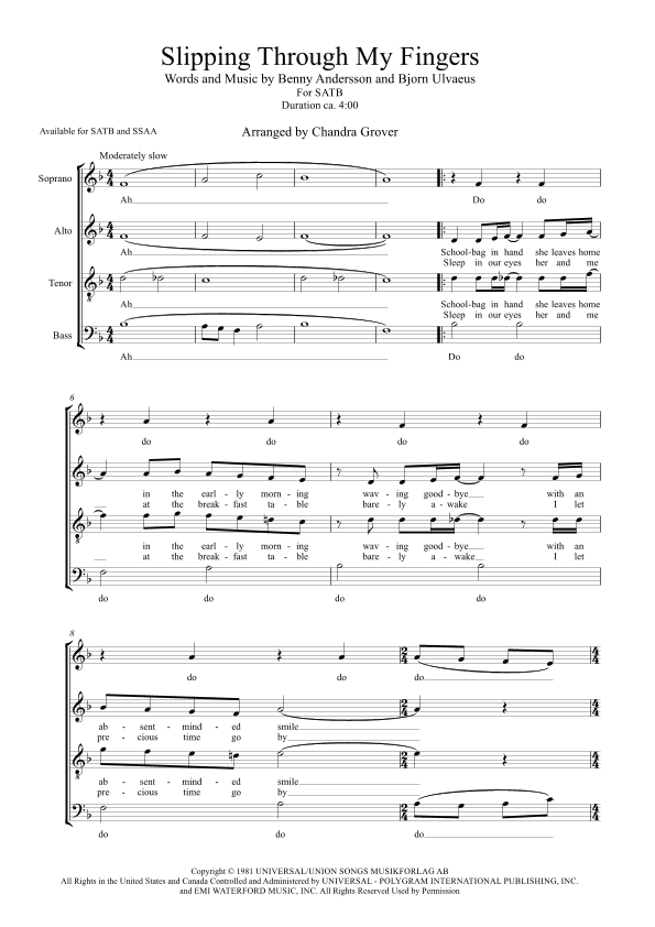 Slipping Through My Fingers (arr. Chandra Grover)