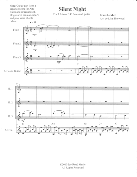 Silent Night Flute Trio with guitar (arr. Lisa Sherwood)