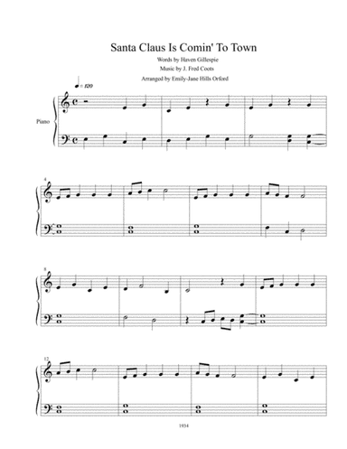 Santa Claus Is Comin' To Town (arr. Emily-Jane Hills Orford)