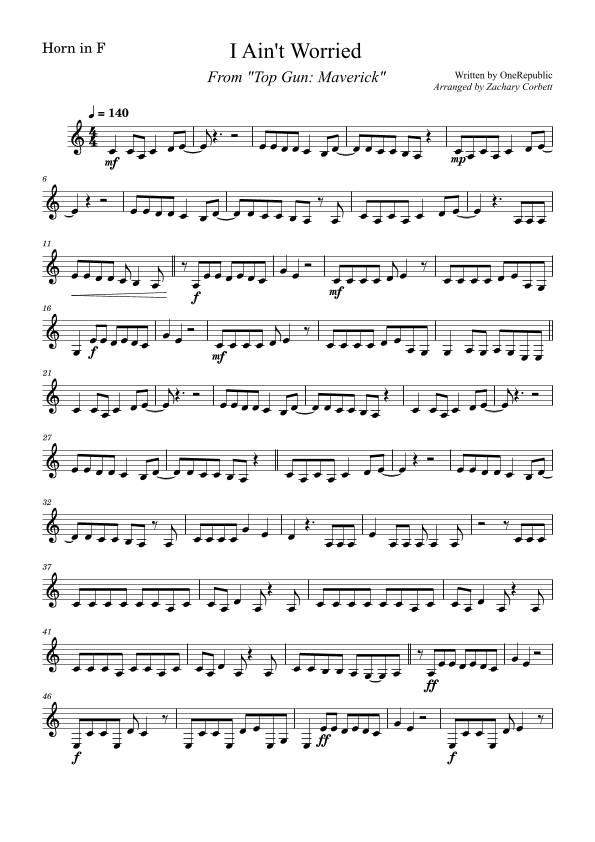 I Ain't Worried (arr. Zachary Corbett)