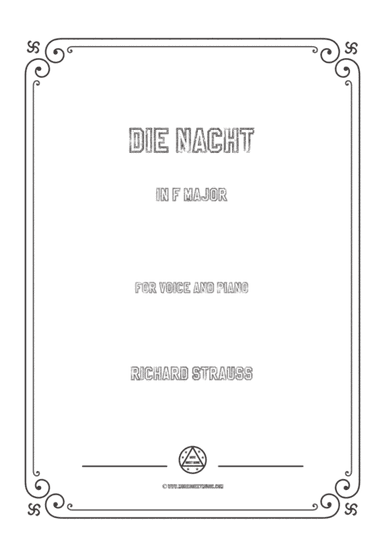 Richard Strauss-Die Nacht in F Major,for Voice and Piano (arr. MSM)