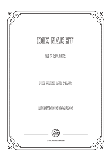 Richard Strauss-Die Nacht in F Major,for Voice and Piano (arr. MSM)