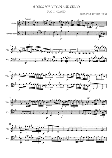 Adagio DUO II for Violin and Cello OPUS XII (arr. Maria Teresa Peinador)