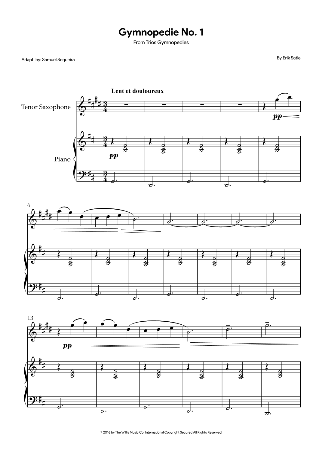 Gymnopedie No. 1 (arr. Samuel Sequeira)