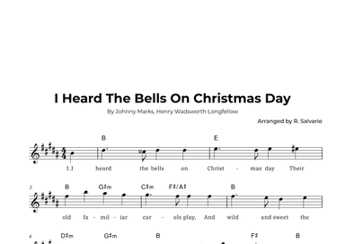 I Heard The Bells On Christmas Day (Key of B Major) (arr. R. Salvario)