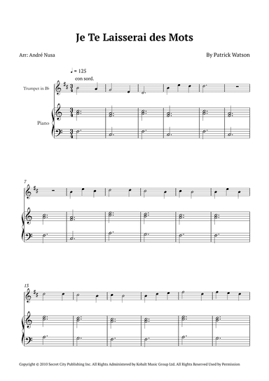 Je Te Laisserai Des Mots (arr. André Nusa)